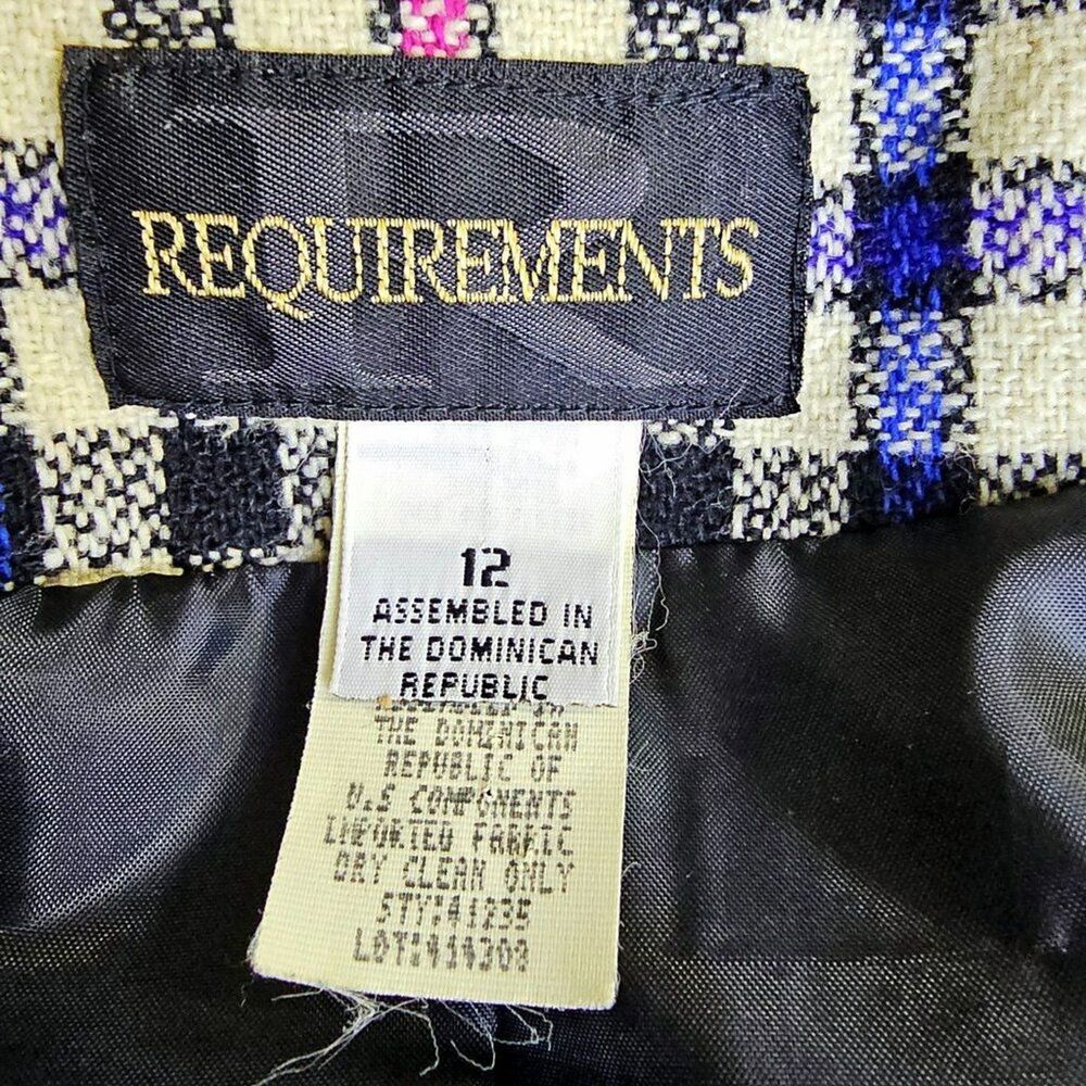 Vintage Requirements Wool Blend Plaid Velvet Trim Blazer Jacket Size 12 - Picture 8 of 9